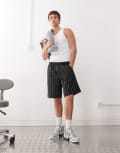 [Weekday] Weekday loose fit shorts in black stripe S Black stripe