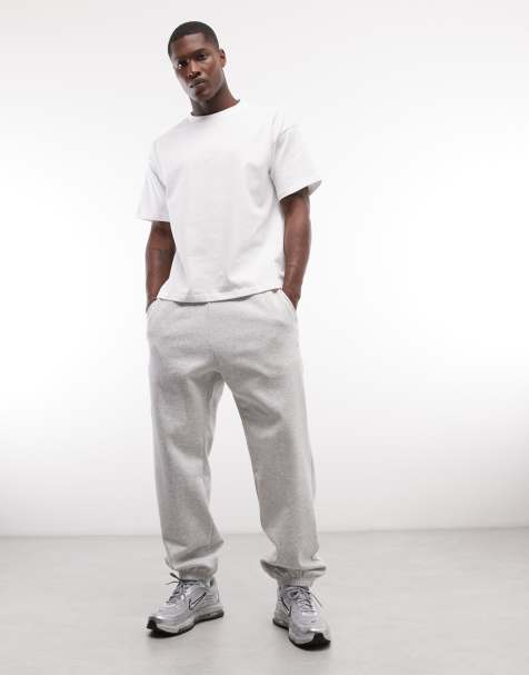 Weekday loose fit straight leg joggers in grey melange - view 1