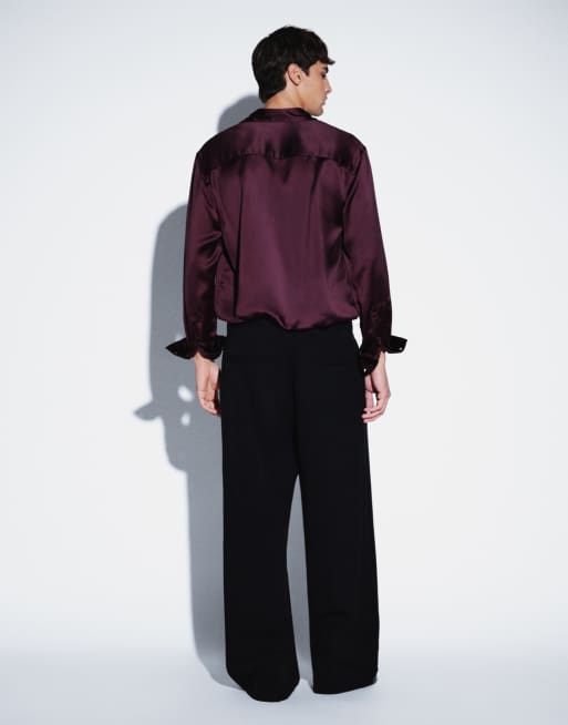 Weekday loose fit straight leg tailored trousers with front pleats in black, 4 of 5