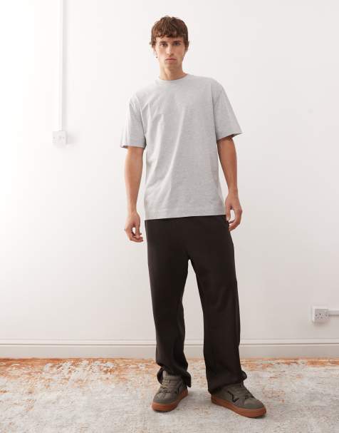 Weekday loose fit straight leg trackies in dark brown - view 1