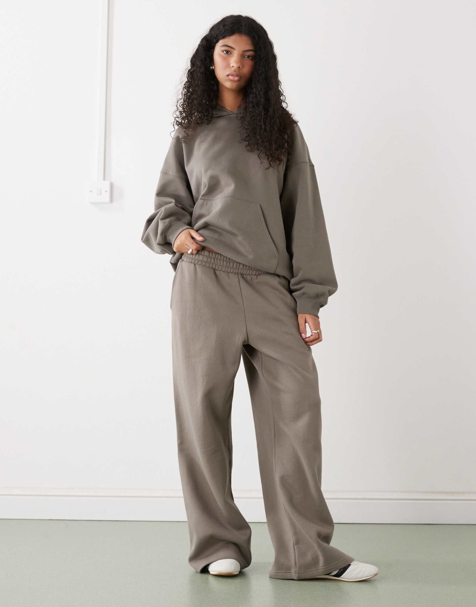weekday loose fit sweatpants in mid gray - part of a set