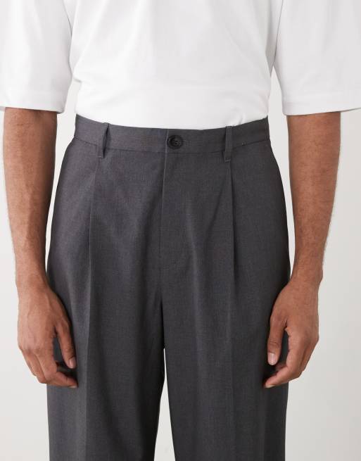 Weekday loose fit tailored pants in gray melange, 5 of 5