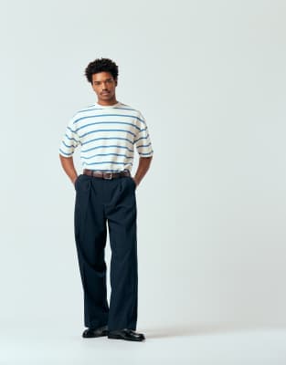Weekday Loose Fit Tailored Pants In Blue