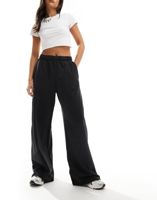 Weekday loose wide fit sweatpants in off-black | ASOS
