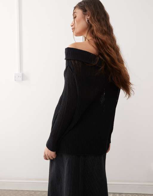 Weekday - Lori - Sort offshoulder-trøje i let strik - Kun hos ASOS, 4 af 4