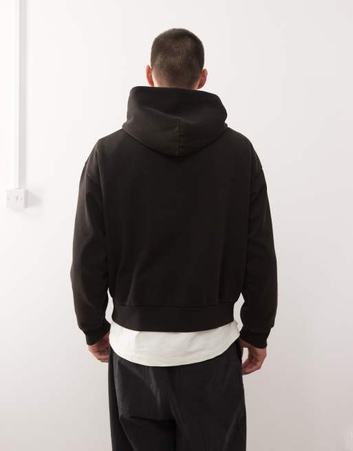 Weekday - Losse oversized hoodie met grafische print in vervaagd zwart, 3 van 5