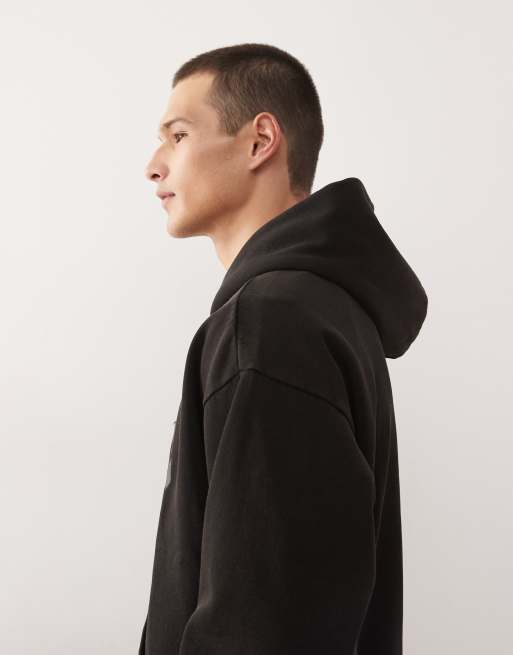 Weekday - Losse oversized hoodie met grafische print in vervaagd zwart, 4 van 5