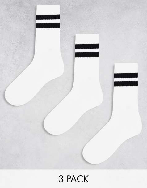 Weekday - Lot de 3 paires de chaussettes de sport à bandes noires - Blanc - view 1