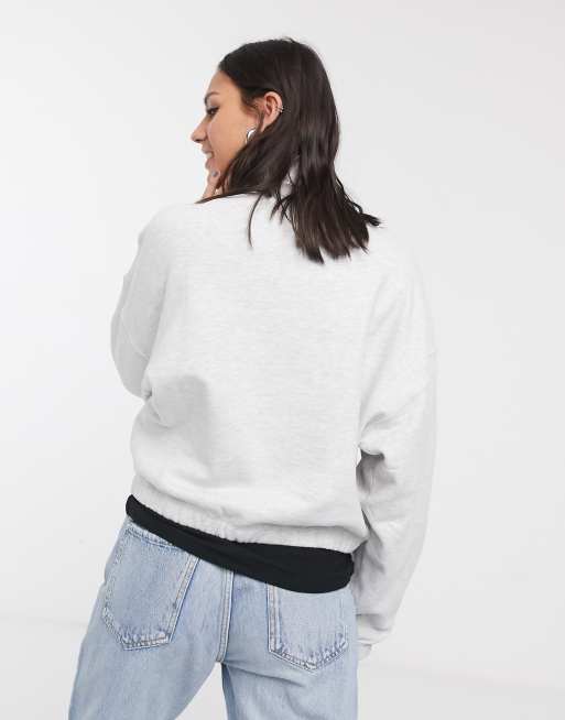 Weekday Lou half zip sweatshirt in grey melange ASOS