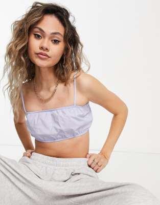 Weekday Louise cotton crop top in lilac - MULTI