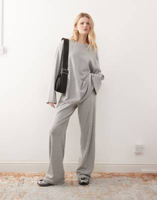 Weekday Lounge Low Rise Wide Leg Pants In Gray
