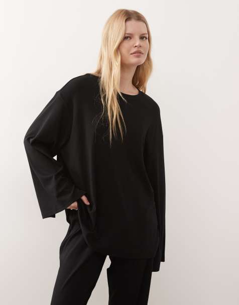 Weekday lounge oversized long sleeve top in black (Part of a set) - view 1