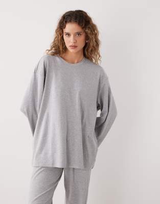 Weekday Lounge Oversized Long Sleeve Top In Gray