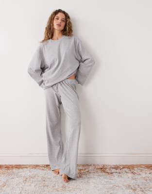Weekday Lounge Oversized Long Sleeve Top In Gray
