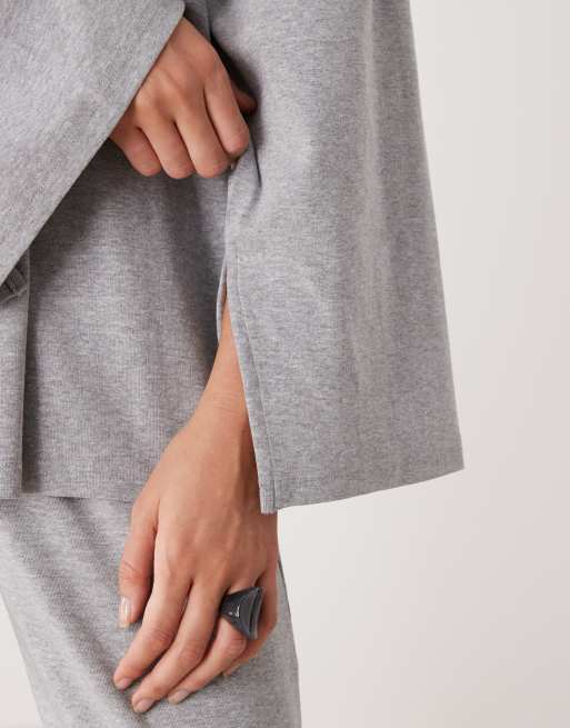 Weekday lounge oversized long sleeve top in grey melange (Part of a set) , 3 of 4