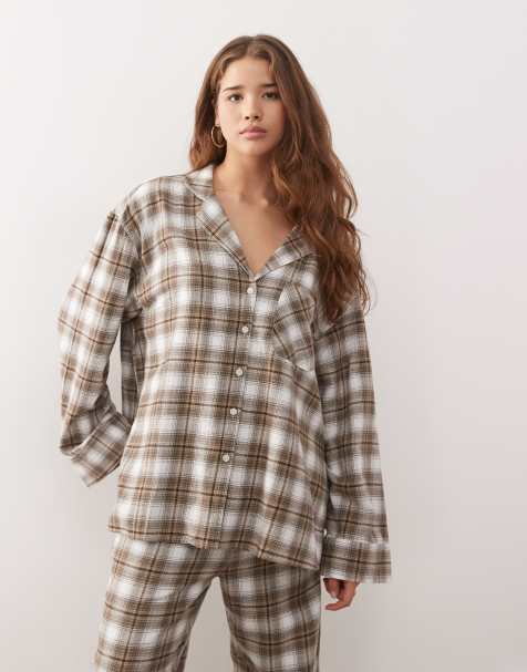 Weekday lounge oversized shirt in black & white plaid - part of a set - view 1