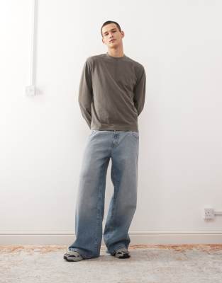 Weekday Lounge Relaxed Fit Long Sleeve T-shirt In Green