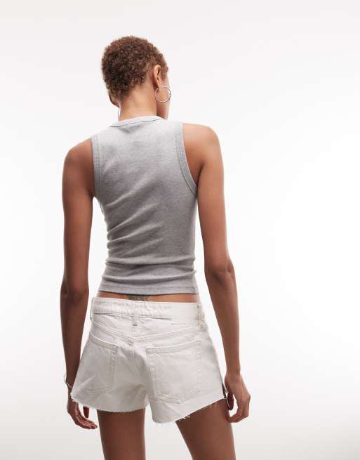 Weekday low rise denim hotpant shorts in dirty white, 5 of 5