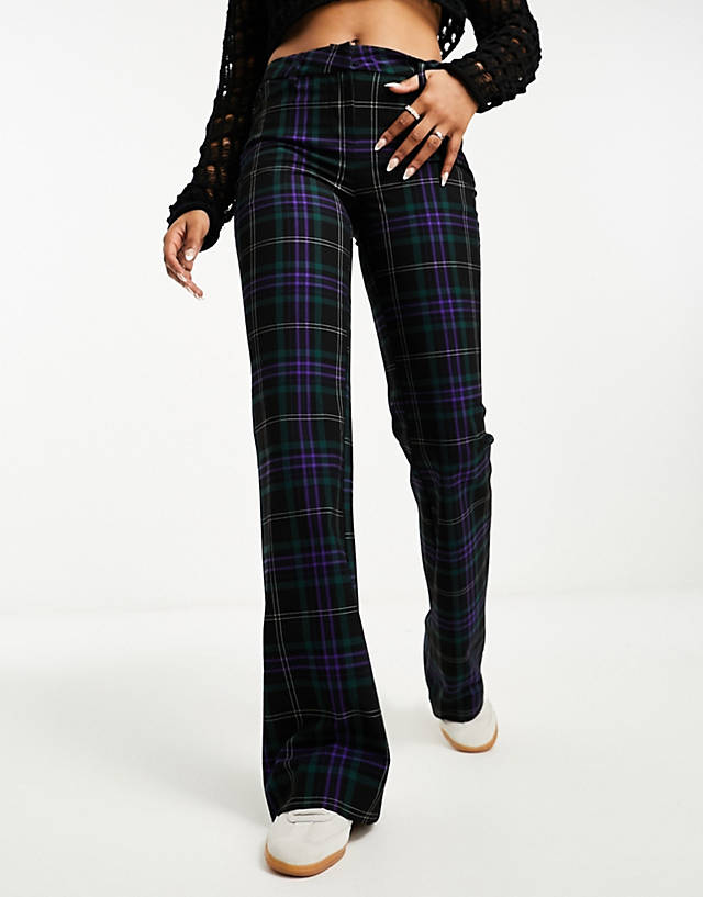 Weekday - low rise flare trousers in check