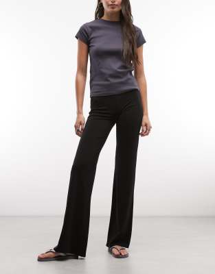 Weekday Low Rise Waistband Detail Bootcut Pants In Black