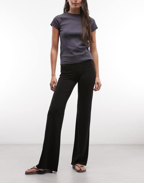 Weekday low rise waistband detail bootleg pants in black - view 1