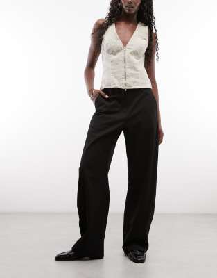Weekday Low Waist Barrel Leg Tailored Pants In Multi
