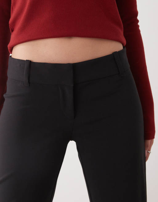 Weekday low waist flare tailored pants in black | ASOS