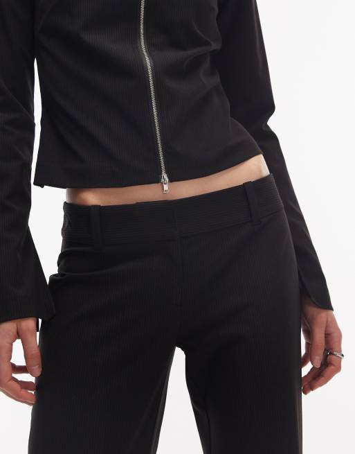 Weekday low waist flared suiting pants in black pinstripe (part of a set), 4 of 5