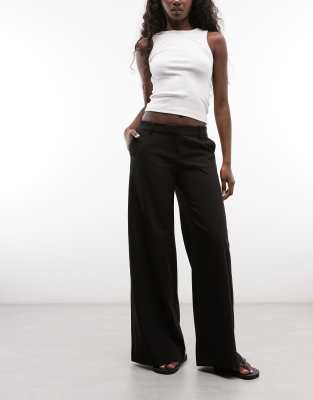 Weekday Low Waist Flared Tailored Pants In Black