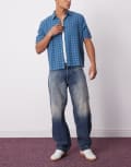 [Weekday] Weekday low waist loose fit barrel leg jeans with dart shaping in washed blue W27 Baltic Blue