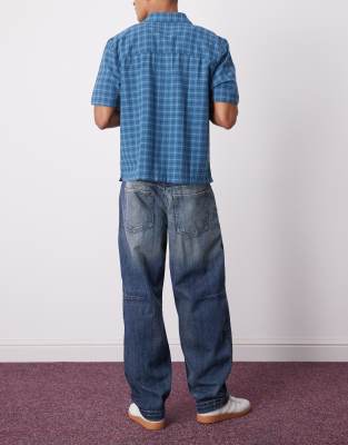 Weekday Low Waist Loose Fit Barrel Leg Jeans With Dart Shaping In Blue