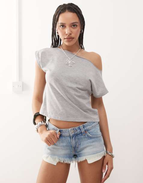Weekday low waist micro denim hot pants in blue - view 1