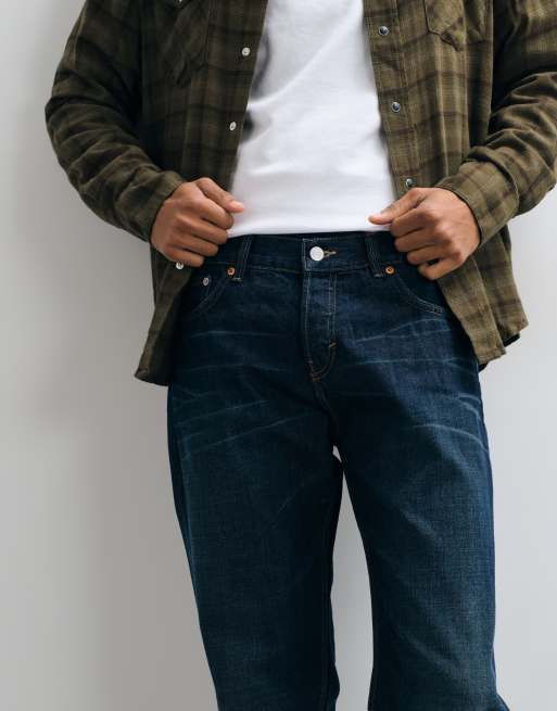 Weekday low waist straight leg jeans in dark blue wash, 2 of 5
