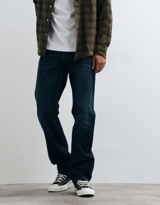 Weekday low waist straight leg jeans in dark blue wash, 3 of 5