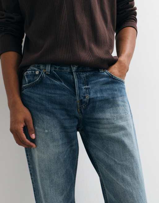 Weekday low waist straight leg jeans in faded blue wash, 5 of 5