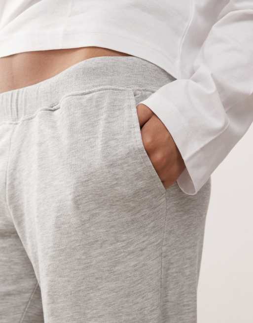 Weekday low waisted wide leg joggers in grey melange, 5 of 5