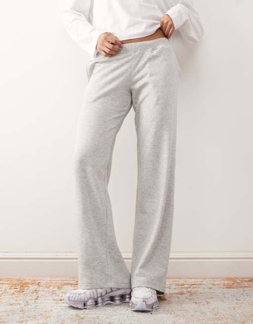 Weekday low waisted wide leg sweatpants in gray melange, 2 of 5
