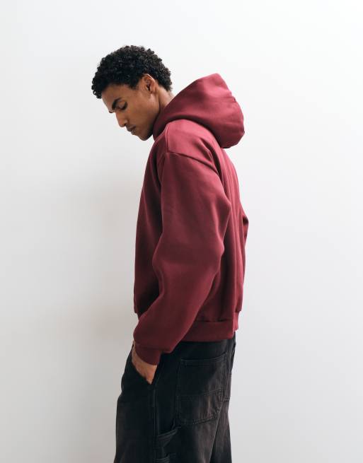 Weekday løstsiddende oversized hættetrøje i bordeaux, 4 af 10