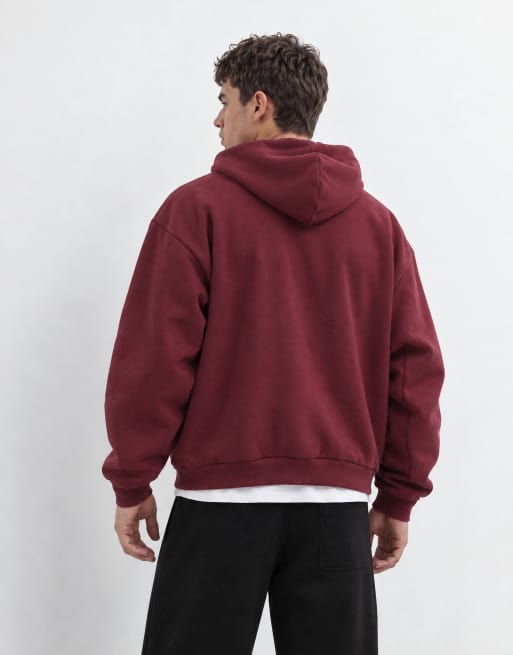 Weekday løstsiddende oversized hættetrøje i bordeaux, 8 af 10