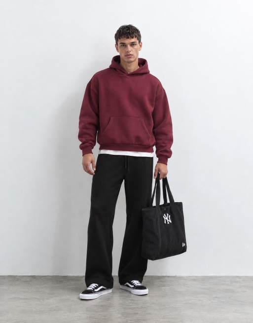 Weekday løstsiddende oversized hættetrøje i bordeaux, 9 af 10