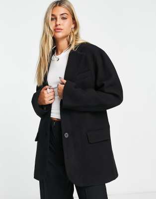 Weekday - Luciana - Manteau style blazer en laine mélangée - Noir | ASOS