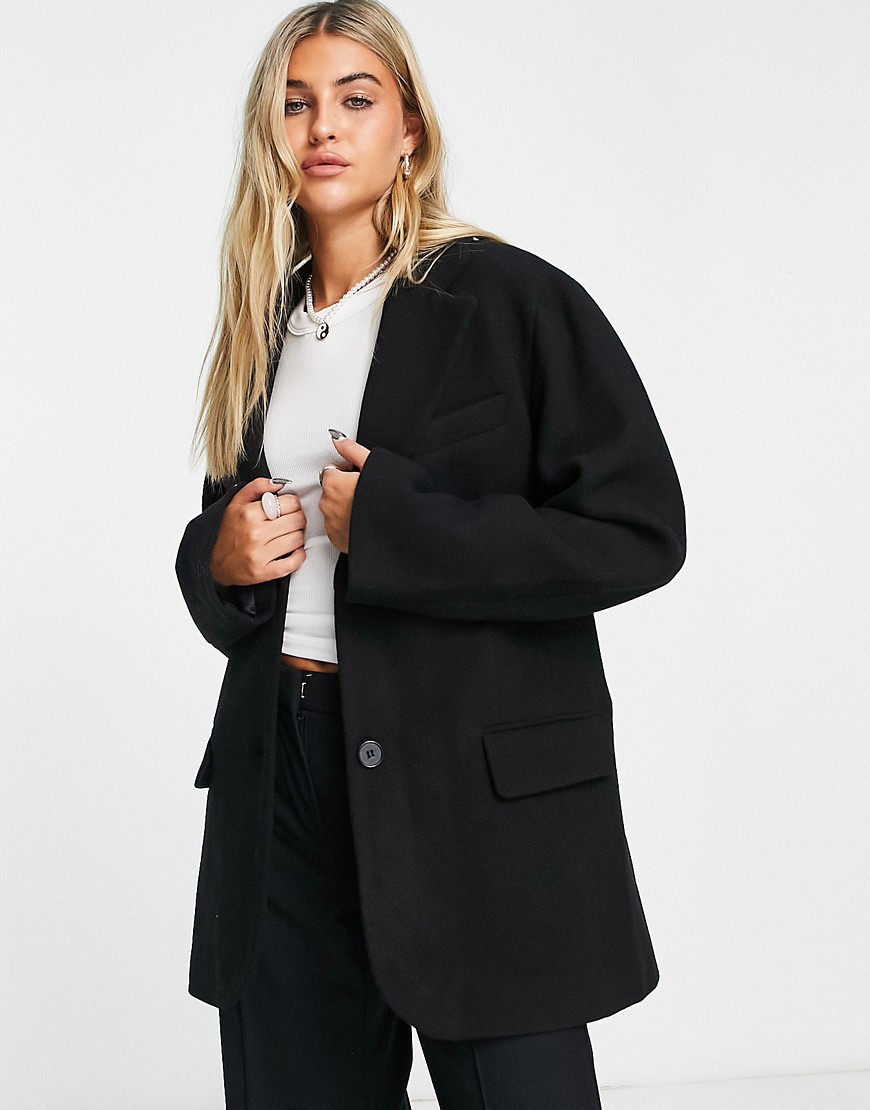 Weekday Luciana wool mix blazer coat in black