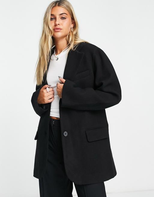 Weekday Luciana wool mix blazer coat in black | ASOS