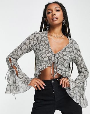 Weekday Luella blouse in snake print - ASOS Price Checker