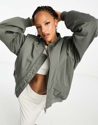 WEEKDAY Destiny Bomber Jacket in Light Grey