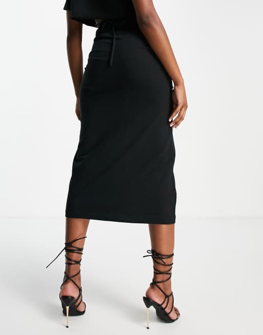 Black midi shop skirt cotton