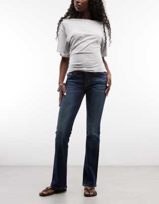 Weekday Luna Low Waist Skinny Flare Jeans In Blue