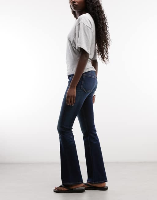 Weekday Luna low waist skinny flare jeans in dark blue, 3 of 5