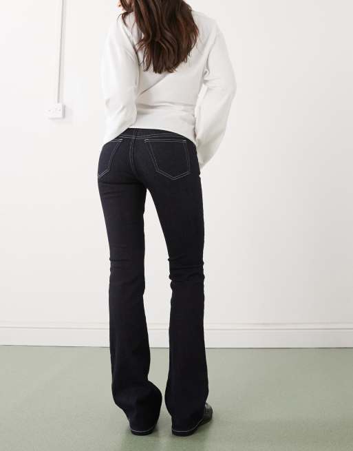 Weekday - Luna - Mørkeblå forvaskede og skinny bootcut-jeans med lav talje, 3 af 5
