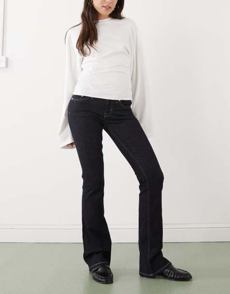 Weekday - Luna - Skinny bootcut jeans met lage taille in donkerblauwe wassing - view 1